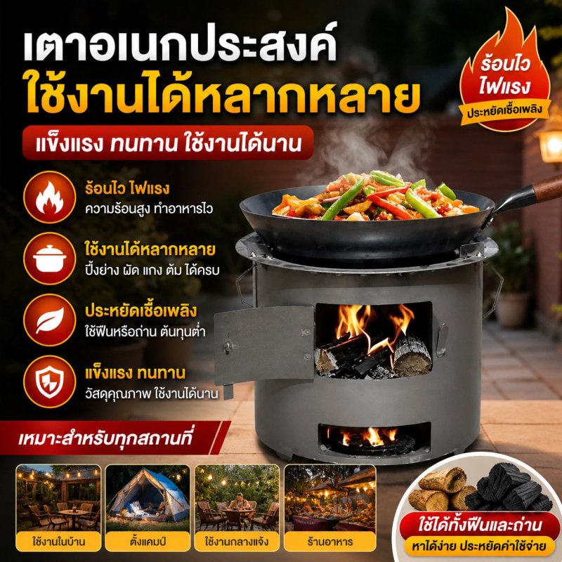 เตาแคมป์ปิ้ง อเนกประสงค์ เหล็กหนา ทนไฟ ใช้ได้ทุกเมนู - Kevro