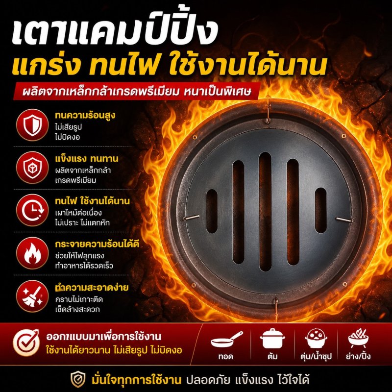 เตาแคมป์ปิ้ง อเนกประสงค์ เหล็กหนา ทนไฟ ใช้ได้ทุกเมนู - Kevro